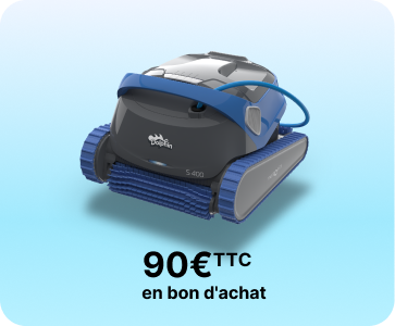 Un bon d'achat de 90€ offert pour l'achat d'un robot de piscine Dolphin sur les modèles S400 M550 Z4i ou Zenit 55